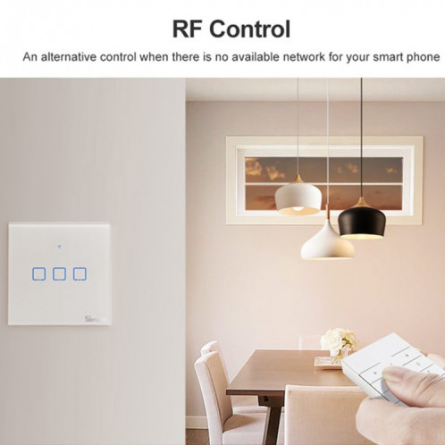 Sonoff T1 Touch 86mm 1 voie 1 voie Interrupteur mural en verre trempé Interrupteur tactile Smart Home, compatible avec Alexa et Google Home, CA 90V-250V 2A, SH0357318-010