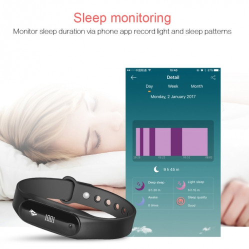 CHIGU C6 0,69 pouce OLED Affichage Bluetooth Smart Bracelet, moniteur de fréquence cardiaque de soutien / podomètre / appel rappels / moniteur de sommeil / rappel sédentaire / alarme / anti-perte, compatible avec les SH368F1532-013