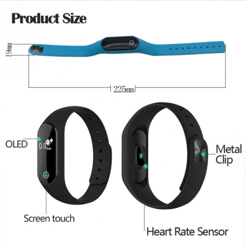 TLW25 Bracelet Bluetooth à écran OLED de 0,42 pouce, IP66 étanche, moniteur de fréquence cardiaque de soutien / podomètre / rappel d'appels / moniteur de sommeil / rappel sédentaire / alarme / capture à SH372B493-011