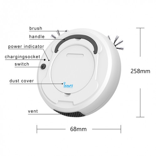 Robot aspirateur domestique intelligent à grande aspiration 1800Pa SH380B143-012