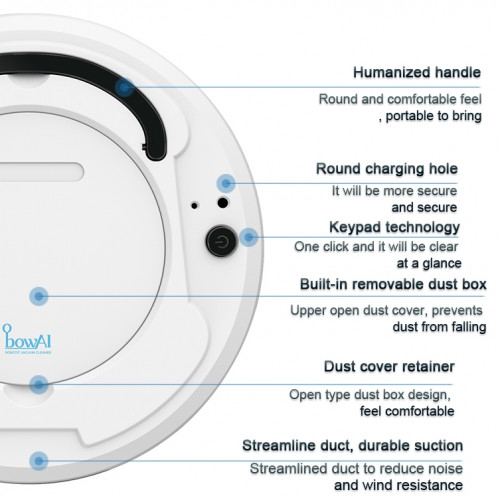 Robot aspirateur domestique intelligent à grande aspiration 1800Pa SH380B143-012