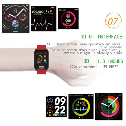 E04 Montre intelligente à écran couleur IPS de 1,3 pouces IP67 étanche, bracelet en TPU, rappel d'appel d'assistance / surveillance de la fréquence cardiaque / surveillance de la pression artérielle / soins SH542B1018-021