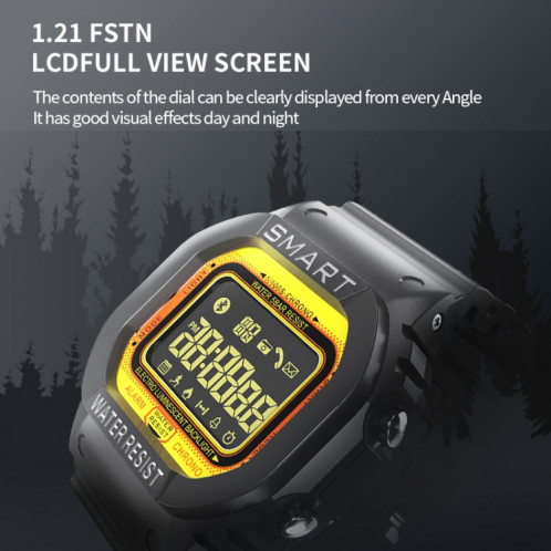 EX16T 1.21 pouces montre intelligente à écran LCD 50 m étanche, podomètre de soutien / rappel d'appel / surveillance de mouvement / caméra à distance (noir) SH543B356-014
