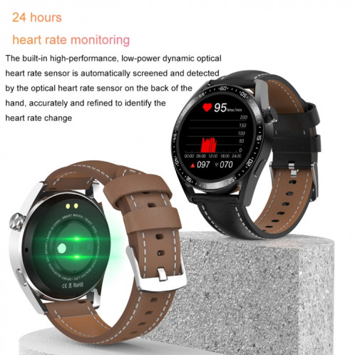 Hamtod GT3 Watch intelligent de 1,32 pouce, moniteur de fréquence cardiaque / température / BT (noir) SH780B1416-09
