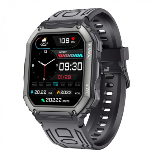 Montre intelligente de sport podomètre étanche KR06, prise en charge de la fréquence cardiaque/surveillance de la pression artérielle/appel BT (noir) SH836B708-013