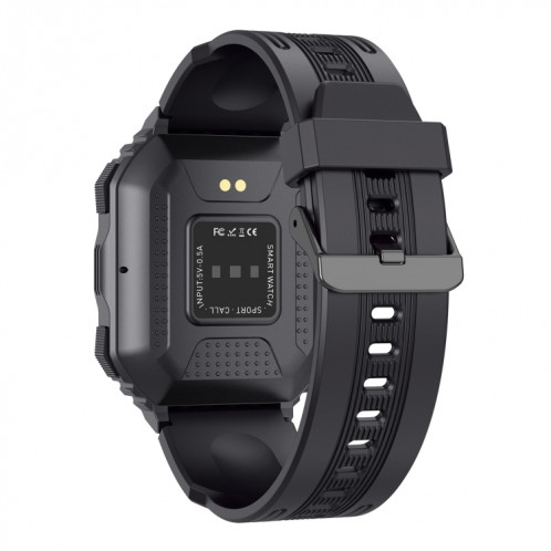 Montre intelligente de sport podomètre étanche KR06, prise en charge de la fréquence cardiaque/surveillance de la pression artérielle/appel BT (noir) SH836B708-013