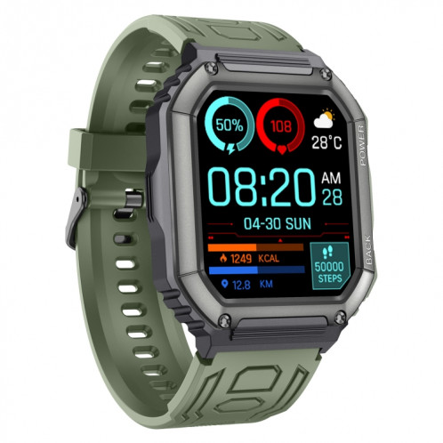 Montre intelligente de sport podomètre étanche KR06, prise en charge de la fréquence cardiaque/surveillance de la pression artérielle/appel BT (vert) SH836G1678-013