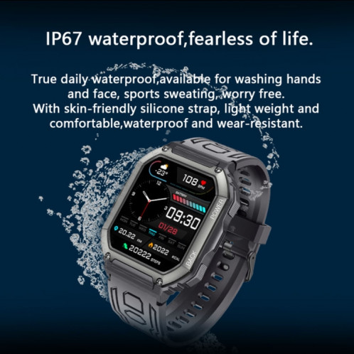 Montre intelligente de sport podomètre étanche KR06, prise en charge de la fréquence cardiaque/surveillance de la pression artérielle/appel BT (vert) SH836G1678-013