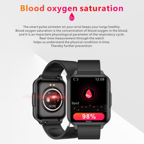 Q26 Pro Montre intelligente étanche IP68 de 1,83 pouces, prise en charge de la surveillance de la température corporelle / fréquence cardiaque / oxygène sanguin / surveillance de la pression artérielle (noir) SH837B1257-018