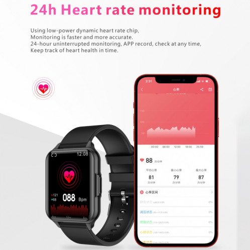 Q26 Pro Montre intelligente étanche IP68 de 1,83 pouces, prise en charge de la surveillance de la température corporelle / fréquence cardiaque / oxygène sanguin / surveillance de la pression artérielle (noir) SH837B1257-018