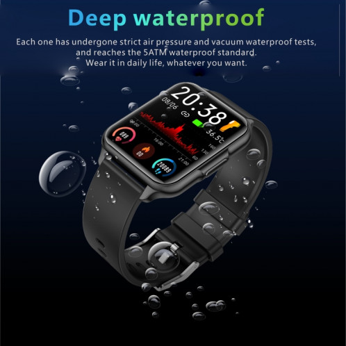 Q26 Pro Montre intelligente étanche IP68 de 1,83 pouces, prise en charge de la surveillance de la température corporelle / fréquence cardiaque / oxygène sanguin / surveillance de la pression artérielle (noir) SH837B1257-018
