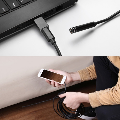 Caméra d'inspection à tube de serpent étanche IP67 à endoscope USB-C / Type-C avec 8 LED et adaptateur USB, longueur: 1 m, diamètre de l'objectif: 5,5 mm SH08401495-010