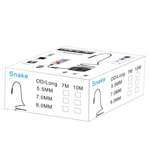 Caméra d'inspection à tube de serpent étanche IP67 à endoscope USB-C / Type-C avec 8 LED et adaptateur USB, longueur: 3 m, diamètre de la lentille: 7 mm SH08461114-010
