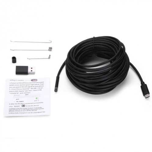 Caméra d'inspection à tube de serpent étanche à l'endoscope USB-C / Type-C avec 8 LED et adaptateur USB, longueur: 7 m, diamètre de la lentille: 8 mm SH08531349-010