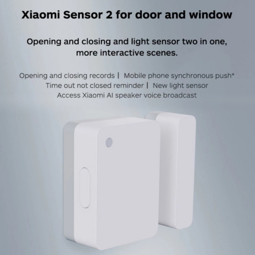 Détecteur de fenêtre de porte intelligente Xiaomi original pour Xiaomi Smart Suite Home Devices, avec l'utilisation de la passerelle Xiaomi multifonctionnel (CA1001) (Blanc) SD10021904-045