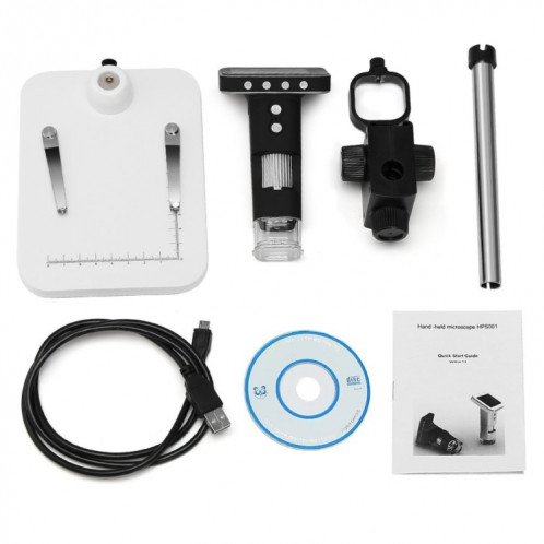 Microscope numérique USB à capteur d'image 3MP avec zoom 500X avec écran de 2,5 pouces et 8 LED et support professionnel, Carte de support pour TF SH1580195-07