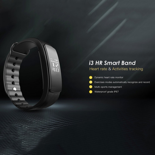 IWOWN i3 HR 0,96 pouce OLED Bracelet Bluetooth 4.0 Smart Display, affichage des appels / messages d'assistance, affichage de l'heure, moniteur de fréquence cardiaque, gestion du sommeil, podomètre, rappel SH024B499-010