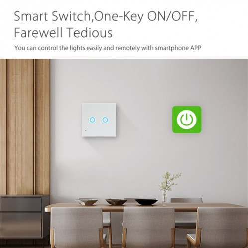 NEO NAS-SC02W Interrupteur de commande de lumière intelligent sans fil dans l’UE, à 2 cellules SN2381408-070