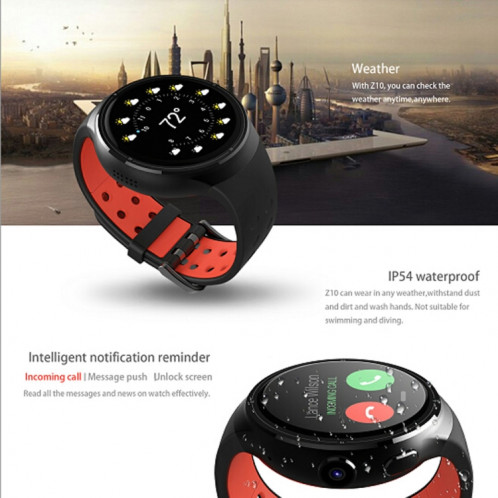 Z10 400 * 400 pixels AMOLED 1.39 pouces ronde montre intelligente à écran tactile, étanche IP54, podomètre de soutien / moniteur de fréquence cardiaque / navigation GPS / Notification de rappel / rappel d'appel SH677S591-020