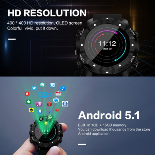 S3 1.39 pouces OLED Bluetooth Smart Display Display, IP67 étanche, support Compass / moniteur de fréquence cardiaque / carte SIM / navigation GPS, compatible avec les téléphones Android et iOS (Orange) SH772E127-017