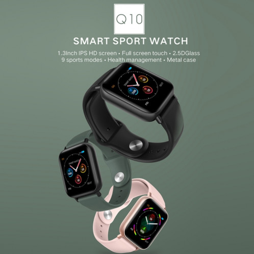 Montre de sport intelligente Q10 Fashion, écran TFT 1,3 pouces, étanche IP67, prise en charge de la fréquence cardiaque / surveillance de la pression artérielle / surveillance du sommeil / rappel sédentaire (noir) SH590B233-020