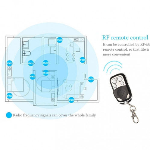 86mm 1 Gang 1 Way Verre Trempé Panneau Interrupteur Mural Smart Home Light Touch Interrupteur avec RF433 Télécommande, AC 110V-240V (Noir) S8141B290-010