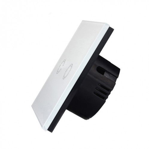 86mm 2 Gang 1 Way Verre Trempé Panneau Interrupteur Mural Smart Home Light Touch Interrupteur avec RF433 Télécommande, AC 110V-240V (Noir) S8142B1177-09