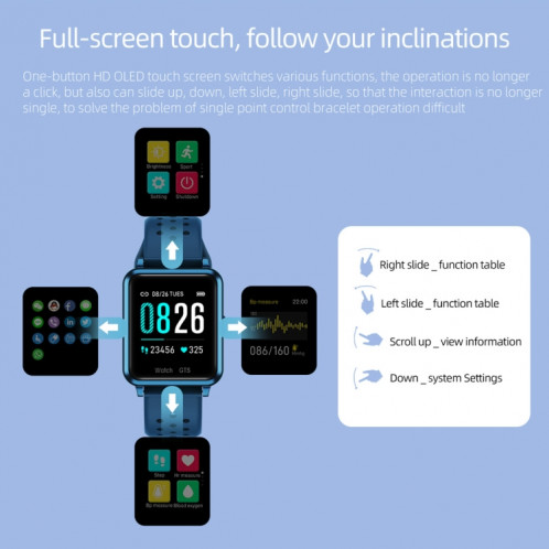 Montre intelligente à écran couleur IPS P8 1,3 pouces, prise en charge de la surveillance de la fréquence cardiaque / surveillance de la pression artérielle / surveillance du sommeil / surveillance de l'oxygène SH602F1600-015