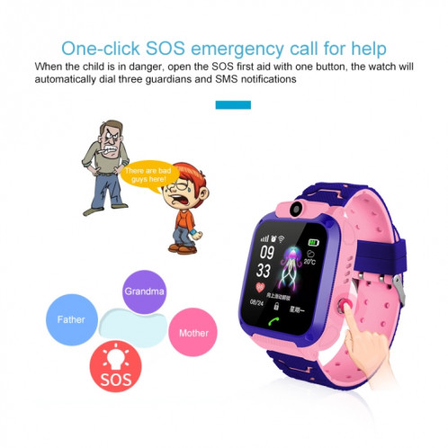 Q120 Montre intelligente à écran couleur de 1,44 pouces pour enfants IP67 étanche, prise en charge du positionnement LBS / numérotation bidirectionnelle / premiers secours à une touche / surveillance vocale / SH731F1802-011