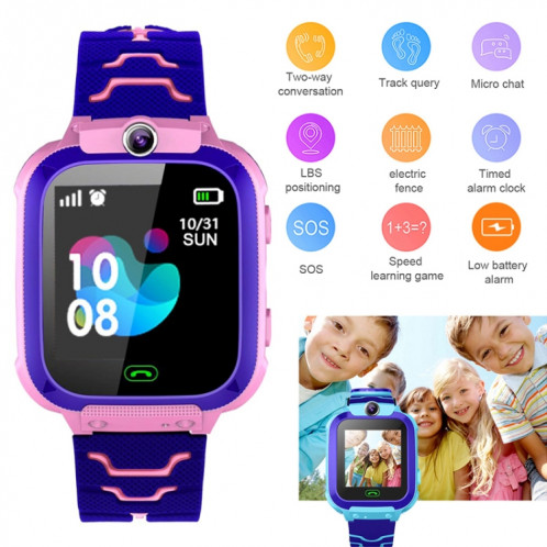 Q12 Montre intelligente à écran couleur de 1,44 pouces pour enfants, non étanche, prise en charge du positionnement LBS / numérotation bidirectionnelle / SOS / surveillance vocale / application Setracker (rose) SH732F762-018