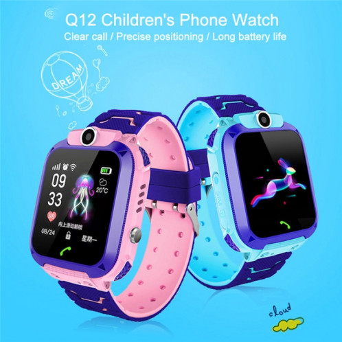 Q12 Montre intelligente à écran couleur de 1,44 pouces pour enfants, non étanche, prise en charge du positionnement LBS / numérotation bidirectionnelle / SOS / surveillance vocale / application Setracker (rose) SH732F762-018