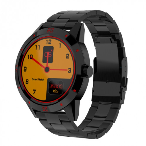 N6 Smart Watch 1.3 pouces écran TFT MTK2502C Bluetooth4.0, bracelet de montre en acier inoxydable, moniteur de fréquence cardiaque de soutien et podomètre et moniteur de sommeil et rappel sédentaire (noir) SH559B147-012