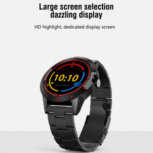 N6 Smart Watch 1.3 pouces écran TFT MTK2502C Bluetooth4.0, bracelet de montre en acier inoxydable, moniteur de fréquence cardiaque de soutien et podomètre et moniteur de sommeil et rappel sédentaire (noir) SH559B147-012