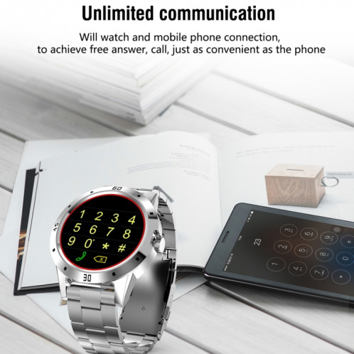 N6 Smart Watch 1.3 pouces écran TFT MTK2502C Bluetooth4.0, bracelet de montre en acier inoxydable, moniteur de fréquence cardiaque de soutien et podomètre et moniteur de sommeil et rappel sédentaire (noir) SH559B147-012
