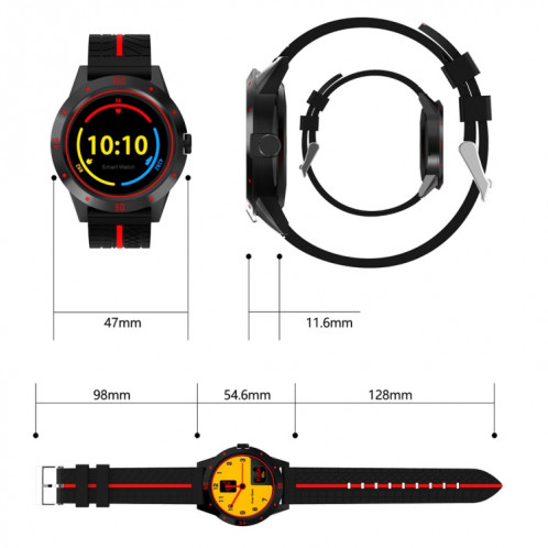 N6 Smart Watch 1.3 pouce écran TFT MTK2502C Bluetooth4.0, bracelet de montre en silicone, moniteur de fréquence cardiaque de soutien et podomètre et moniteur de sommeil et rappel sédentaire (rouge) SH560R1358-016