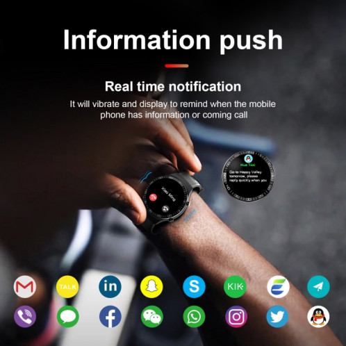 M88 Watch Smart pour hommes, Soutenir la fréquence cardiaque / la pression artérielle / la surveillance de l'oxygène et la surveillance du sommeil et le rappel sédentaire (argent) SH738S165-08