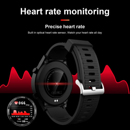 M88 Watch Smart pour hommes, Soutenir la fréquence cardiaque / la pression artérielle / la surveillance de l'oxygène et la surveillance du sommeil et le rappel sédentaire (argent) SH738S165-08