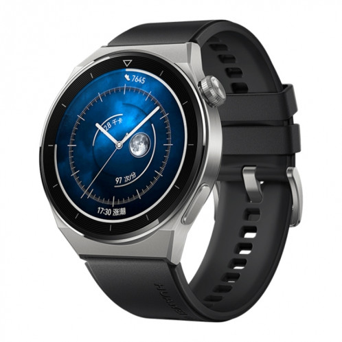 Huawei Watch GT 3 Pro Titanium Smart Watch 46 mm en caoutchouc, écran AMOLED de 1,43 pouce, prise en charge de la durée de vie de la batterie ECG / GPS / 14 jours (noir) SH789B465-07