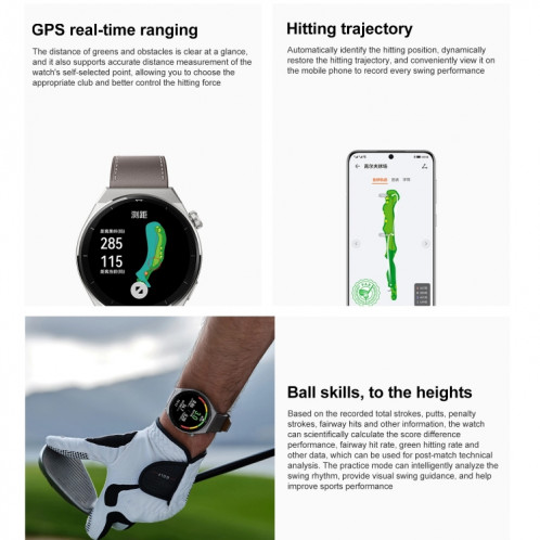 Huawei Watch GT 3 Pro Titanium Smart Watch 46 mm en caoutchouc, écran AMOLED de 1,43 pouce, prise en charge de la durée de vie de la batterie ECG / GPS / 14 jours (noir) SH789B465-07