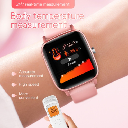 T98 Montre intelligente à écran couleur de 1,4 pouces, étanche IP67, mesure de la température corporelle de soutien / surveillance de la fréquence cardiaque / surveillance de la pression artérielle / rappel SH786H543-014