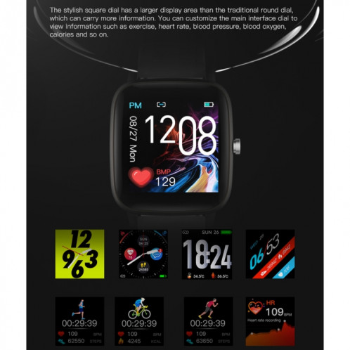 T98 Montre intelligente à écran couleur de 1,4 pouces, étanche IP67, mesure de la température corporelle de soutien / surveillance de la fréquence cardiaque / surveillance de la pression artérielle / rappel SH786H543-014