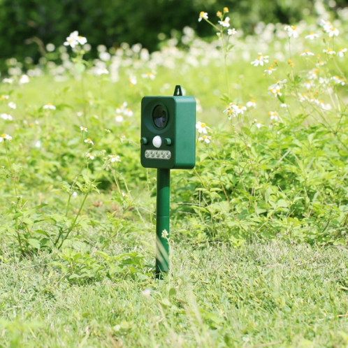 Appareil de contrôle de chien de chat d'oiseau de répulsif d'animal à LED solaire rouge et vert favorable à l'environnement avec le panneau solaire de 6.5V / 0.1W et le capteur de PIR et le capteur de SA7858409-010