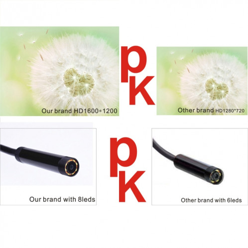 2.0MP HD Caméra WiFi Endoscope Snake Tube Caméra d'inspection avec 8 LED, imperméable IP68, Lentille Diamètre: 8mm, Longueur: 5m, ligne douce SH88731637-07