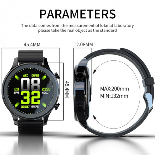 Montre intelligente étanche LOKMAT TIME, moniteur de fréquence cardiaque/tension artérielle/gestion physiologique (noir) SL919B392-07