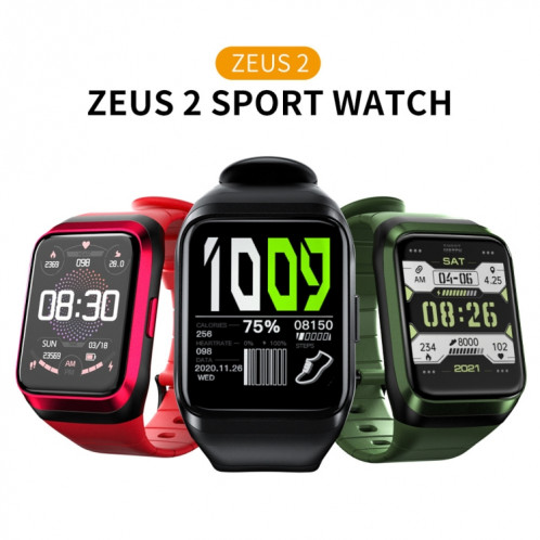 LOKMAT ZEUS 2 Montre intelligente étanche à écran de 1,69 pouces, GPS / Fréquence cardiaque / Oxygène sanguin / Tensiomètre (Rouge) SL920R1685-07