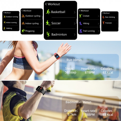 LOKMAT ZEUS 2 Montre intelligente étanche à écran de 1,69 pouces, GPS / Fréquence cardiaque / Oxygène sanguin / Tensiomètre (Rouge) SL920R1685-07