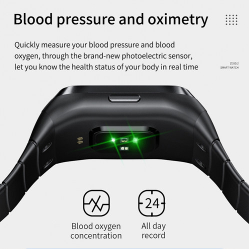 LOKMAT ZEUS 2 Montre intelligente étanche à écran de 1,69 pouces, GPS / Fréquence cardiaque / Oxygène sanguin / Tensiomètre (Noir) SL920B1484-07