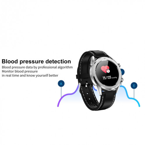 DT28 1.54 pouces IP68 bracelet en silicone étanche Smartwatch Bluetooth 4.2, prend en charge le rappel d'appel entrant / surveillance de la pression artérielle / paiement de la montre (noir argent) SH02BS1064-011