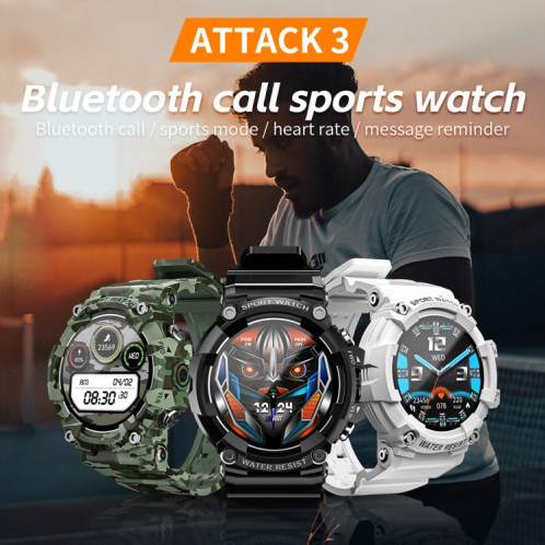 LOKMAT ATTACK 3 Montre intelligente de sport à écran TFT de 1,28 pouces, prise en charge des appels Bluetooth (bleu) SL514L1244-012