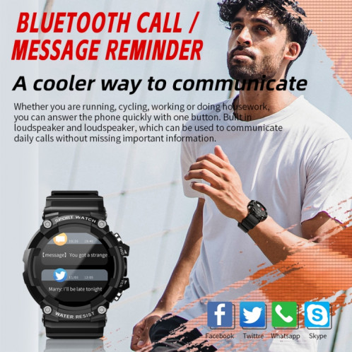 Lokmat Attack 3 1,28 pouce TFT Sports Fitness Smart Watch, support Bluetooth Call (noir) SL514B404-012